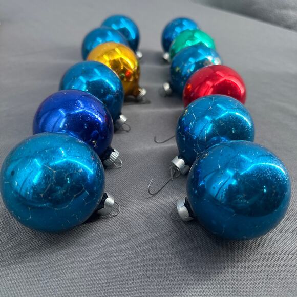 VTG Shiny Brite Glass Christmas Ornaments 12 Box Mercury Style Mixed Colors USA - Picture 4 of 16